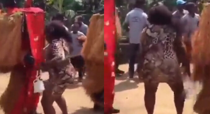 Lady Caught dancing with masquerade