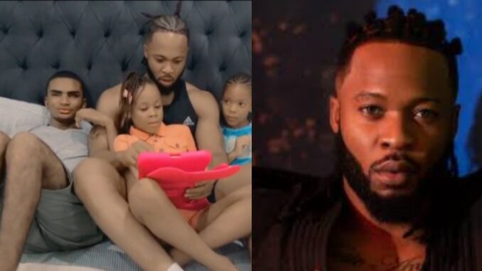 Flavour shares lovely moment of him teaching his children Igbo language