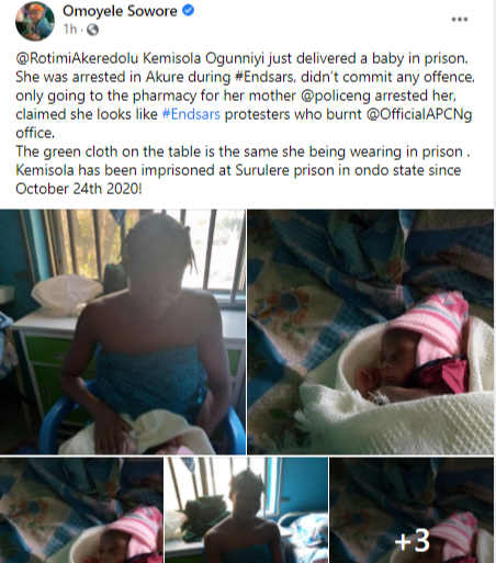 Pregnant Woman Allegedly Arrested During Protest In Ondo Welcomes Her Baby In Prison