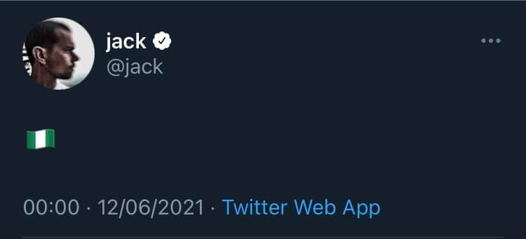Twitter CEO, Jack Dorsey tweets emoji of Nigerian flag