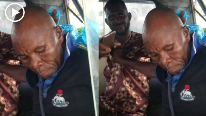 Policeman captured fighting bus conductor