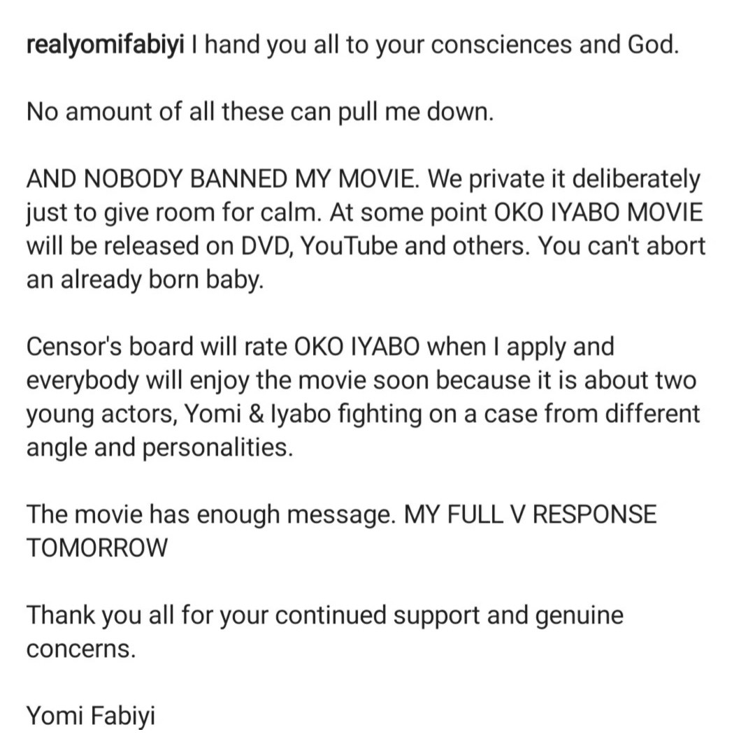 Nobody can ban my movie Oko Iyabo - Yomi Fabiyi declares