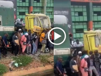 Tension as train goes off railway in Ikeja, Lagos (Video)